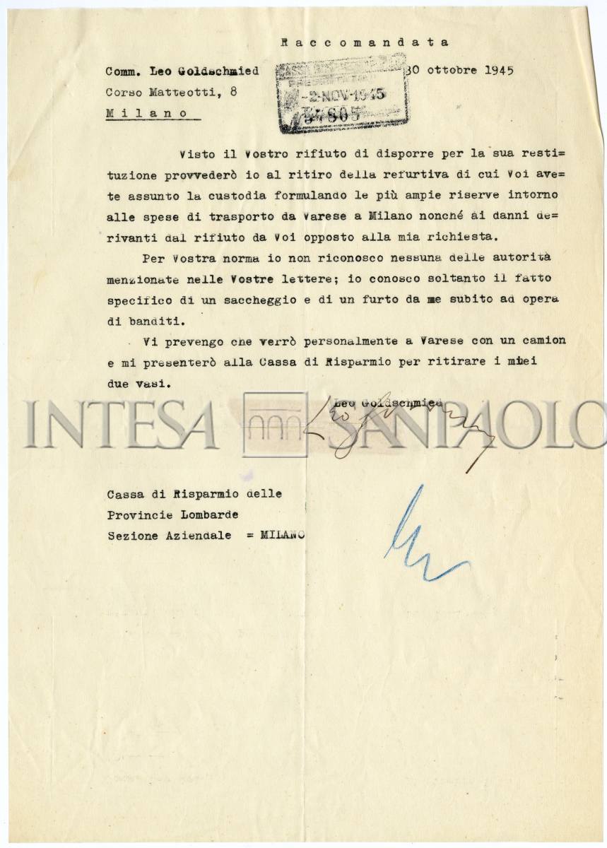 Le restituzioni dei beni alla fine della guerra