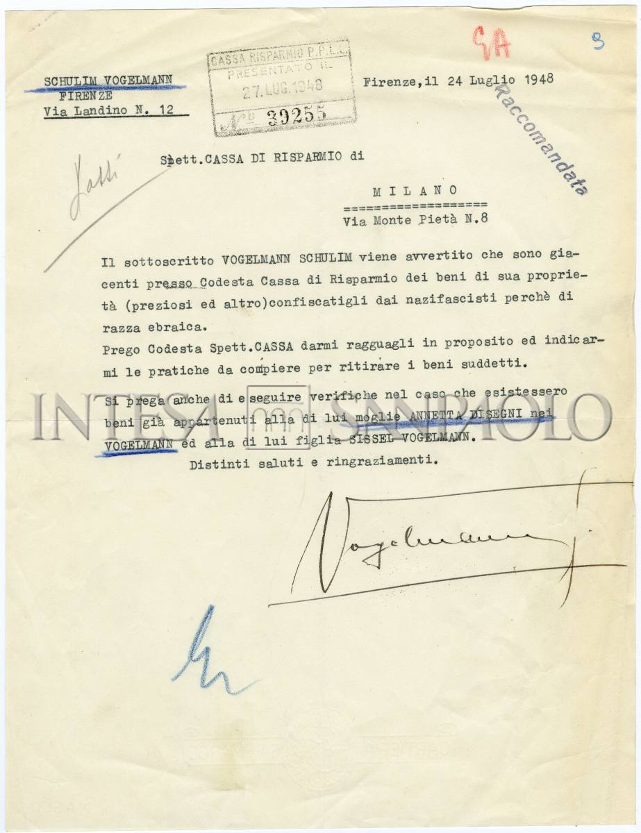 Le restituzioni dei beni alla fine della guerra