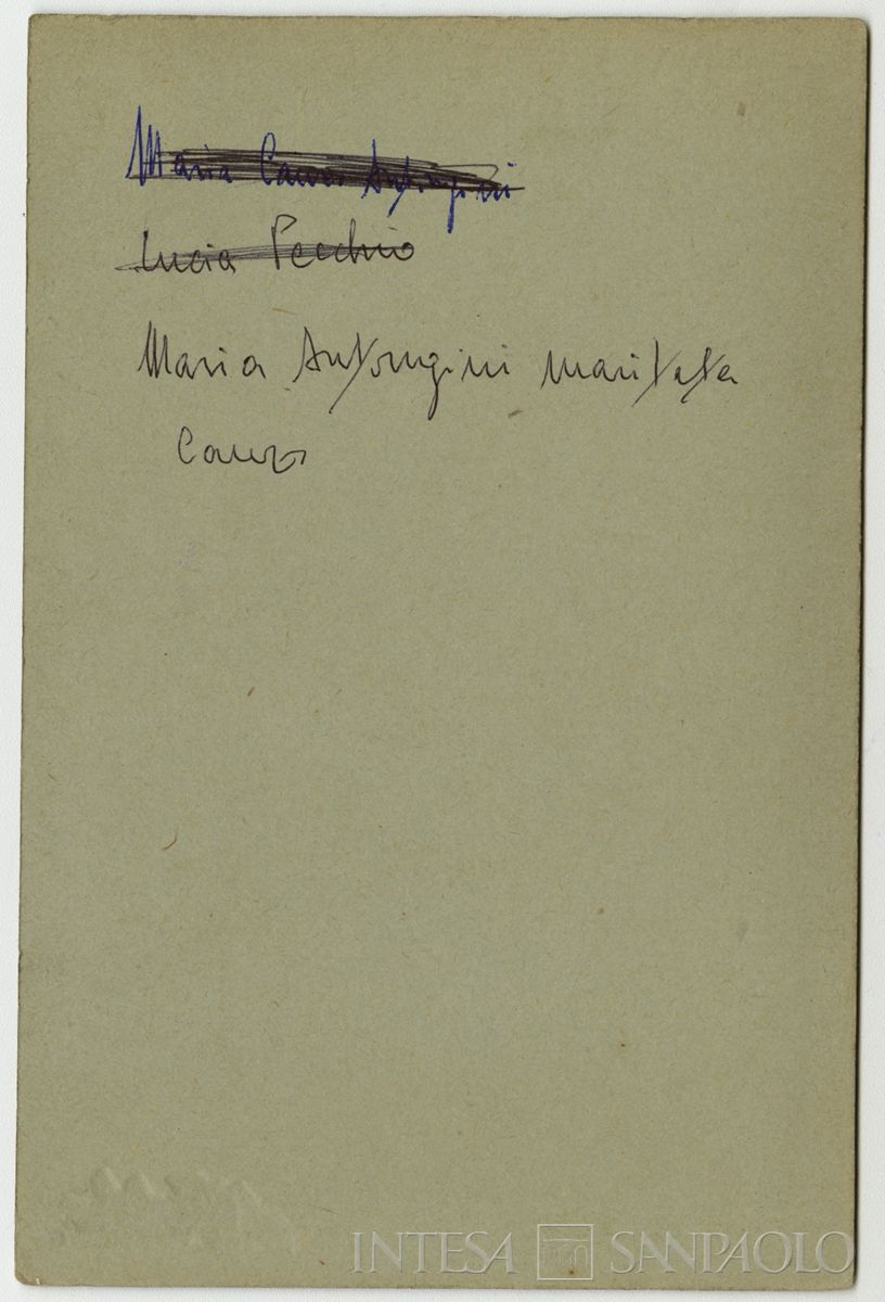 Maria Antongini, moglie di Luigi Canzi, 1865 (riproduzione di Attilio Badodi, verso)