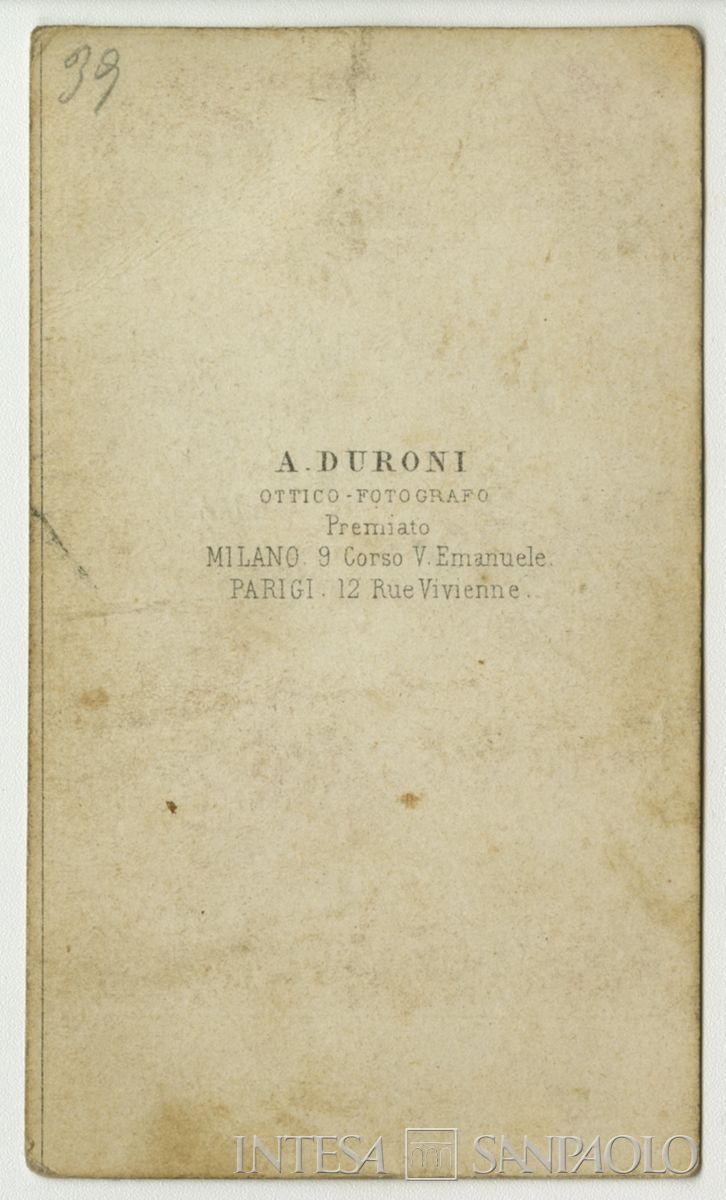 Alessandro Antongini, cognato di Luigi Canzi, 1860 (foto di Alessandro Duroni, verso)