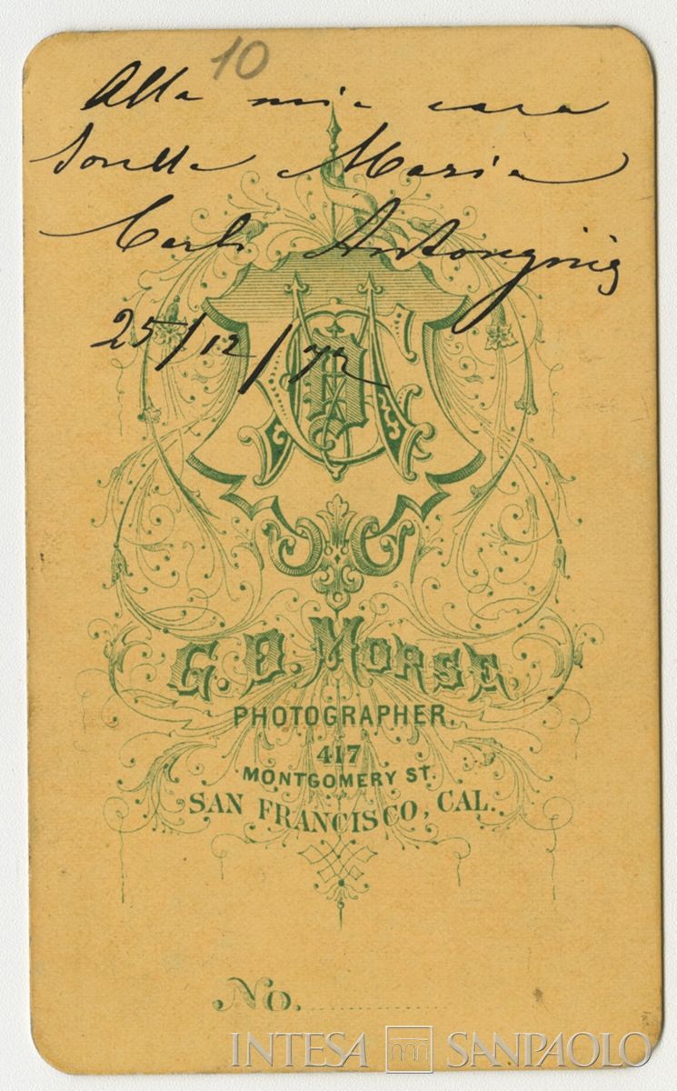 Carlo Antongini, cognato di Luigi Canzi, 1871-1872 circa (foto di George Daniels Morse, verso)