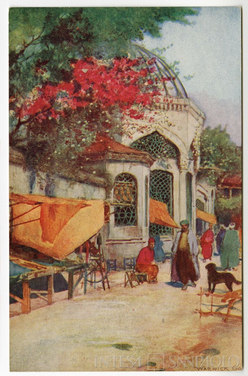 Tomba nel cimitero di Scutari a Costantinopoli, ultimo quarto 1800 - 1926 (edizione E. F. Rochat, illustrazione Goble Warwick)