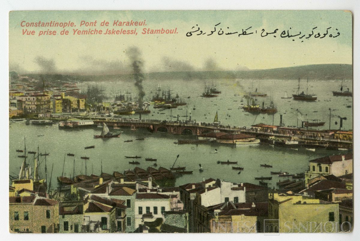 Ponte di Karakeui a Costantinopoli, ultimo quarto 1800 - 1926 (fotografo sconosciuto)