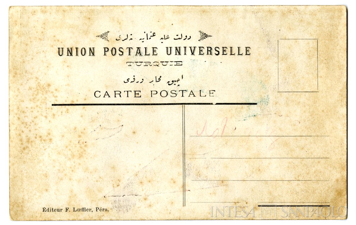 Celebrazione della rivoluzione dei Giovani Turchi, Costantinopoli, 1908 circa (edizione F. Loeffler), verso