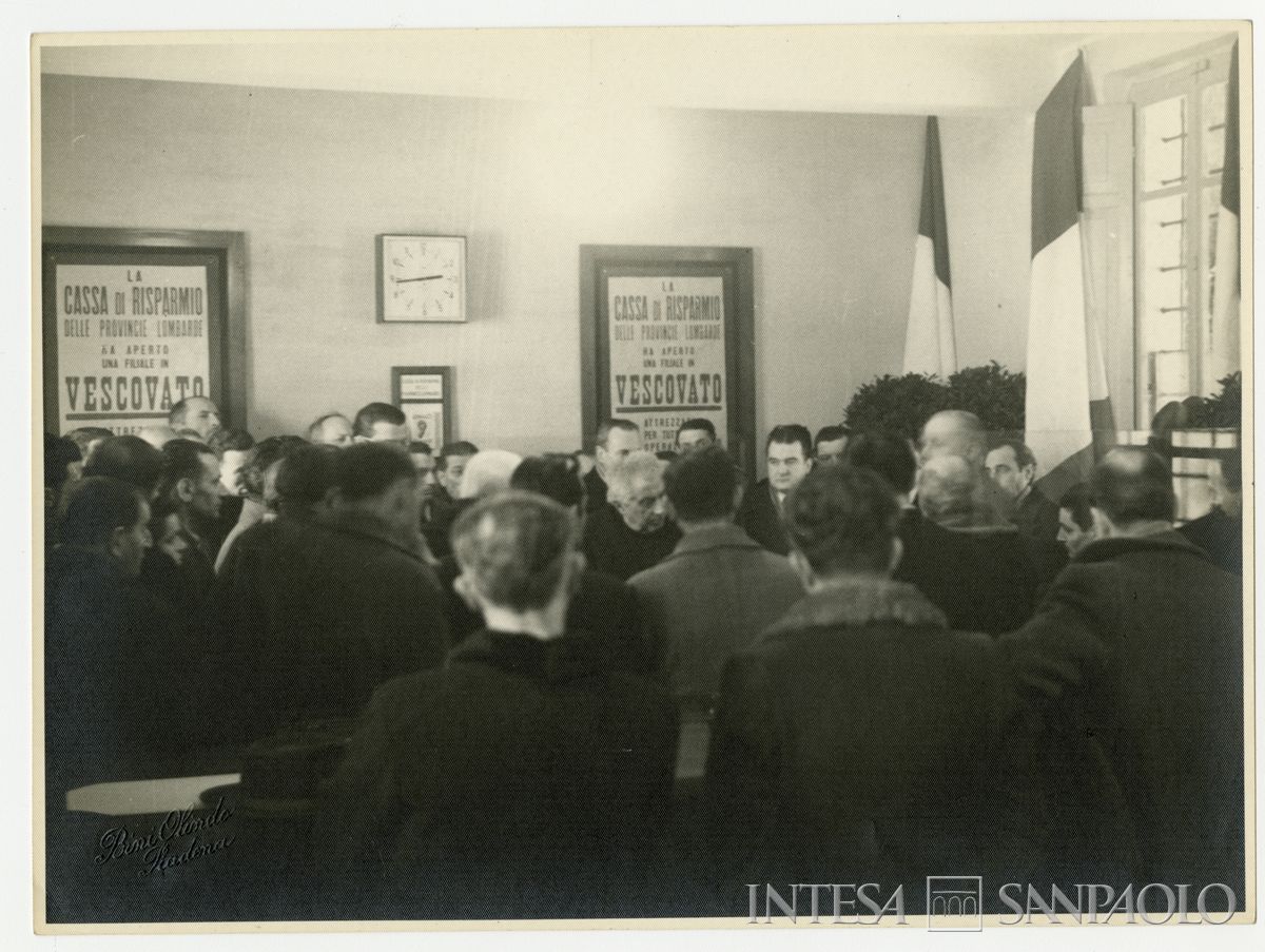Inaugurazione della filiale Cariplo di Vescovato, 9 gennaio 1947 (Olindo Bini)