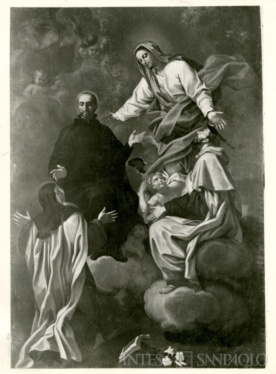 Cremona, Chiesa di San Sigismondo: dipinto La Vergine, Sant'Ignazio e santi di Angelo Massaroti dopo il restauro, 1962-1964