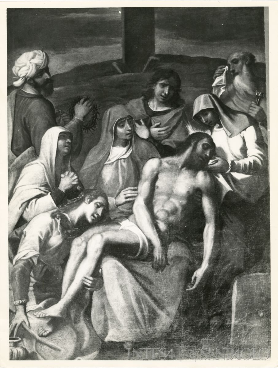 Iseo, Pieve di Sant'Andrea: dipinto di autore ignoto raffigurante la deposizione dalla Croce dopo il restauro, 1963