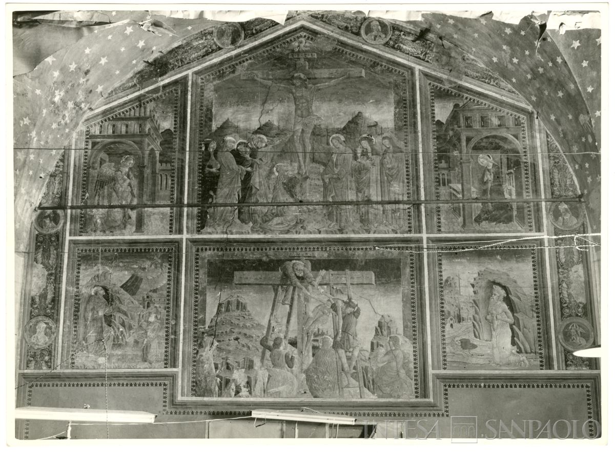 Martinengo, Ex Monastero di Santa Chiara: affresco posto nella sala dedicata alle monache nella cappella prima del restauro, settembre 1963 (Foto Wells)