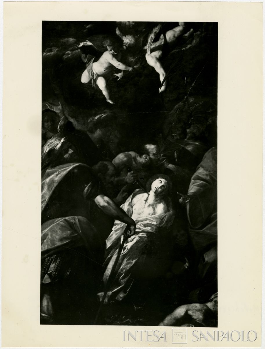 Novara, Chiesa di San Martino: dipinto Martirio di Sant'Agnese dopo il restauro, luglio 1964 (Foto Giovetti)