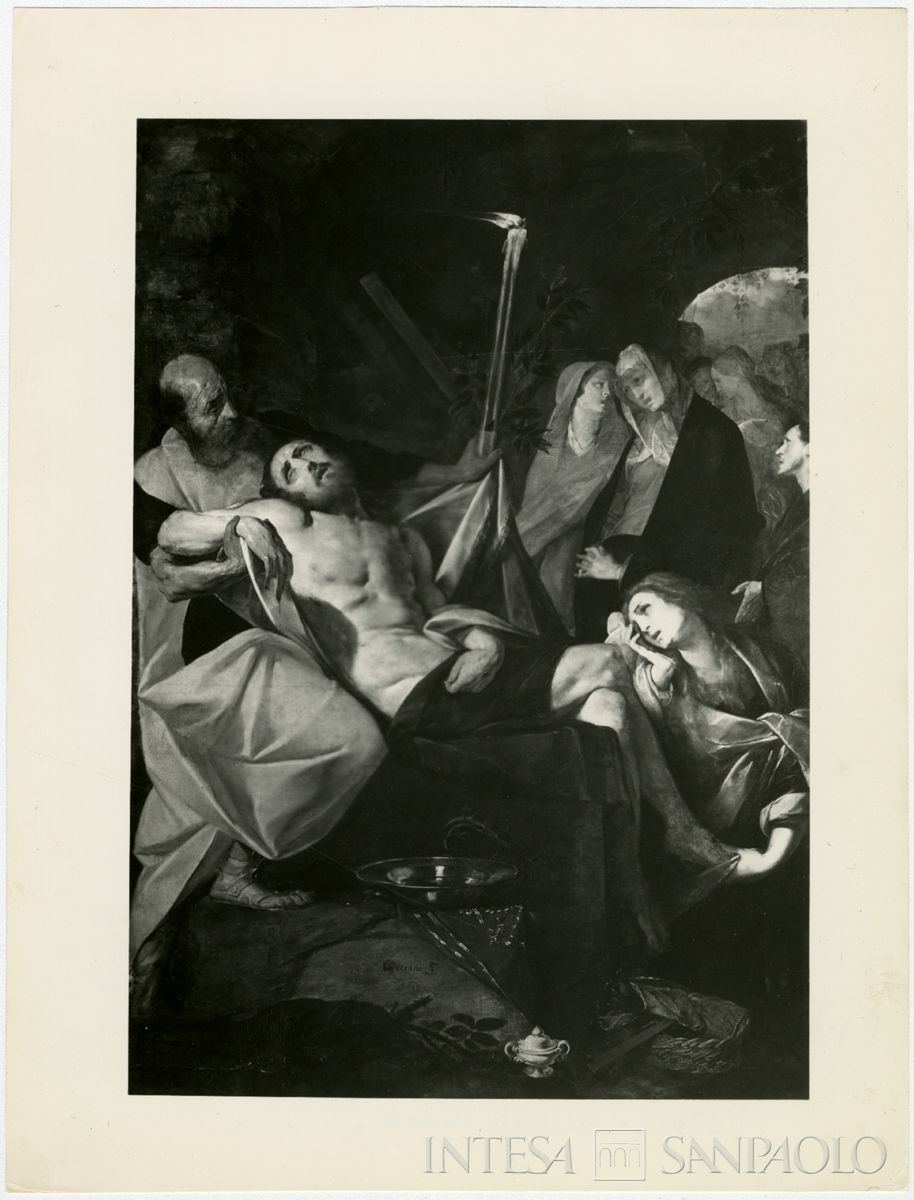 Novara, Museo e pinacoteca civica del Broletto: dipinto del Cerano Cristo messo nel sepolcro dopo il restauro, giugno 1964 (Foto Giovetti)