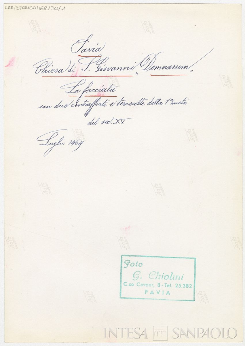 Pavia, Chiesa di San Giovanni Domnarum: verso n. 1