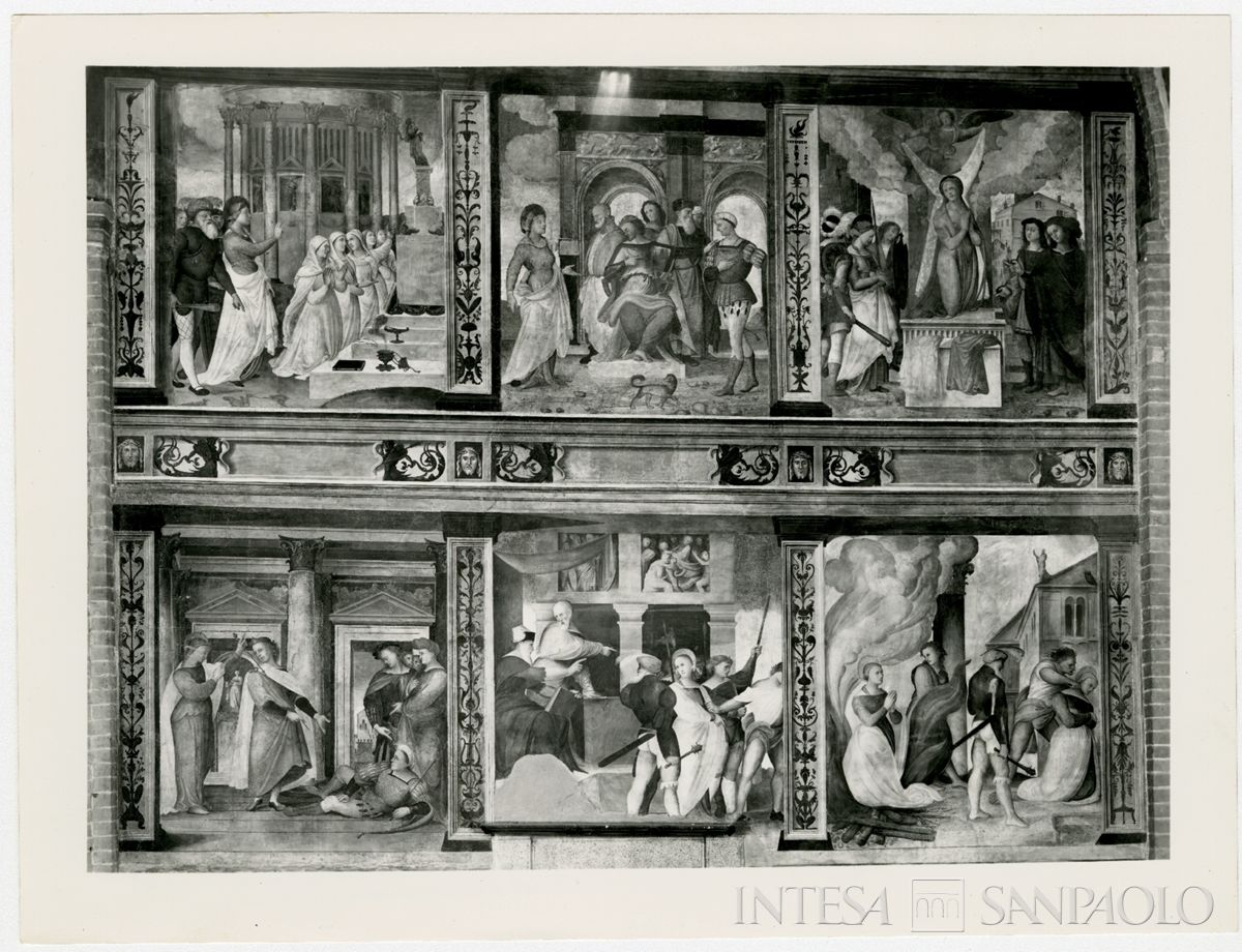Pavia, Basilica di San Teodoro: ciclo di affreschi sulla vita di Sant'Agnese posto nel transetto meridionale, 1962-1964 (Azienda Fotografica G. Chiolini)