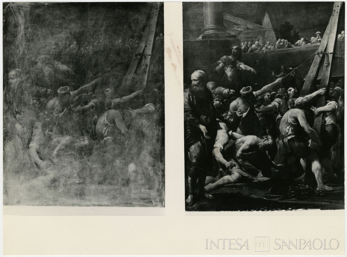 San Paolo D'Argon, Chiesa della Conversione di San Paolo: sviluppo del negativo di una riproduzione del dipinto dello Spagnoletto Il martirio di Sant'Andrea prima e dopo il restauro, 1962-1964
