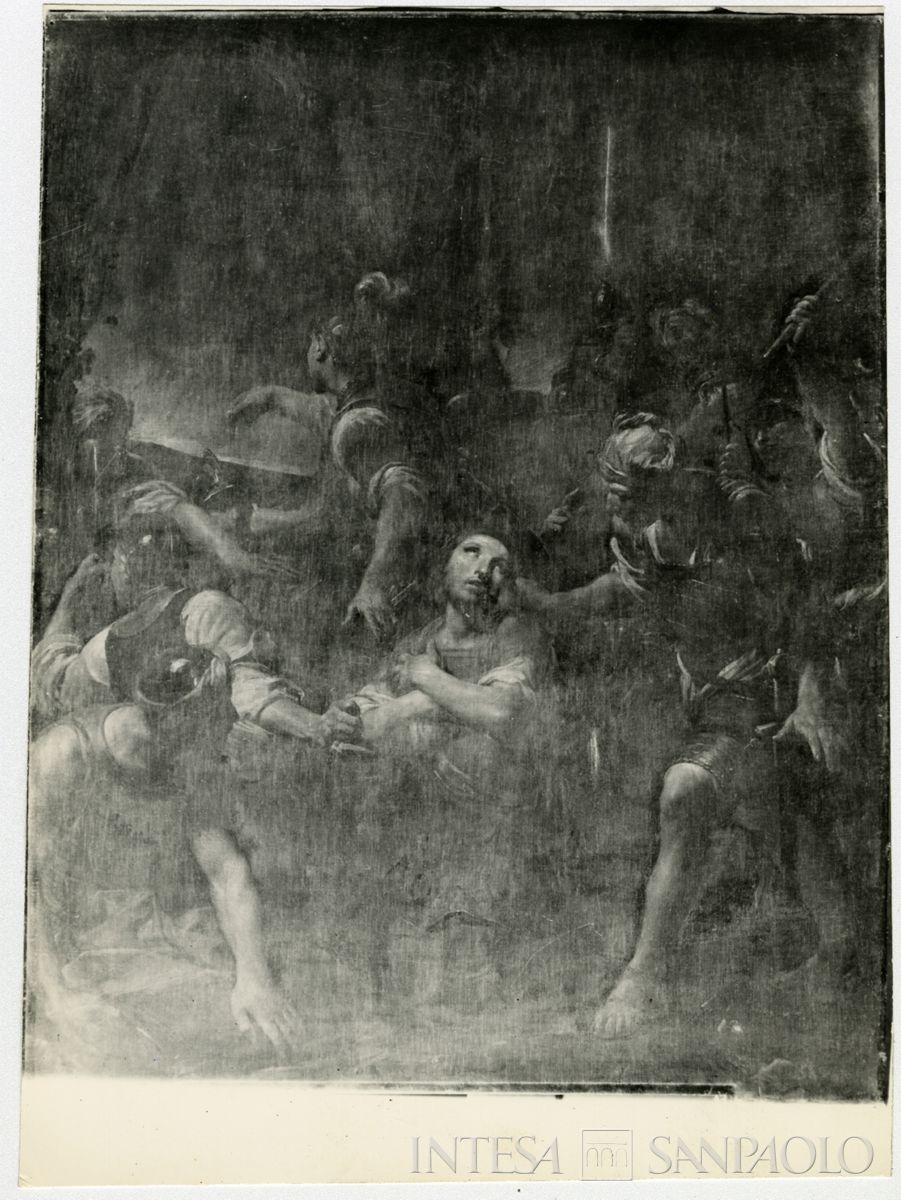 San Paolo D'Argon, Chiesa della Conversione di San Paolo: dipinto che rappresenta la cattura di Sant'Alessandro prima del restauro, 1962-1964