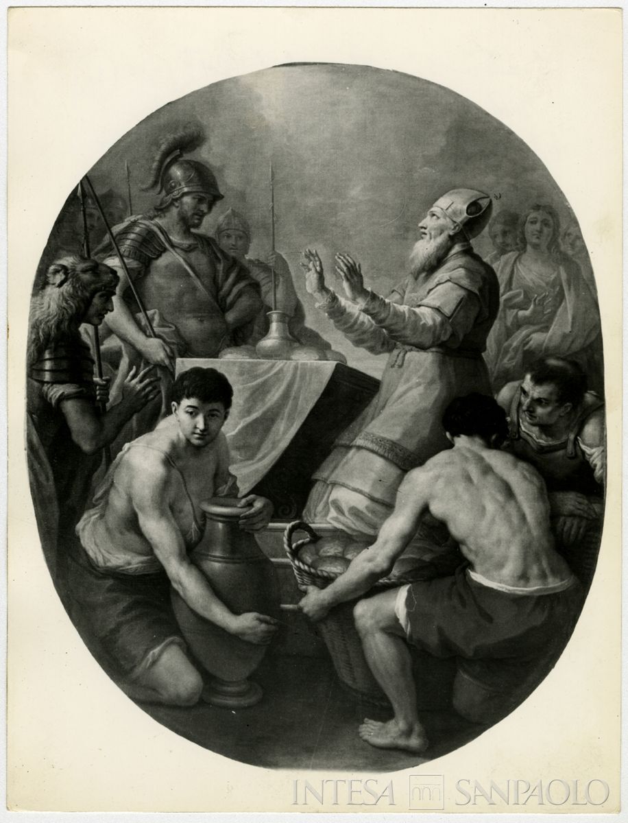 San Paolo D'Argon, Chiesa della Conversione di San Paolo: Melchisedec offre il pane e il vino nel calice dopo il restauro, 1962-1964