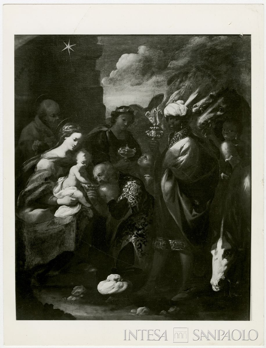 Somma Lombardo, Chiesa Parrocchiale di Sant'Agnese: dipinto del Morazzone L'Adorazione dei Magi dopo il restauro, 1962-1964 (foto di Mario Perotti)