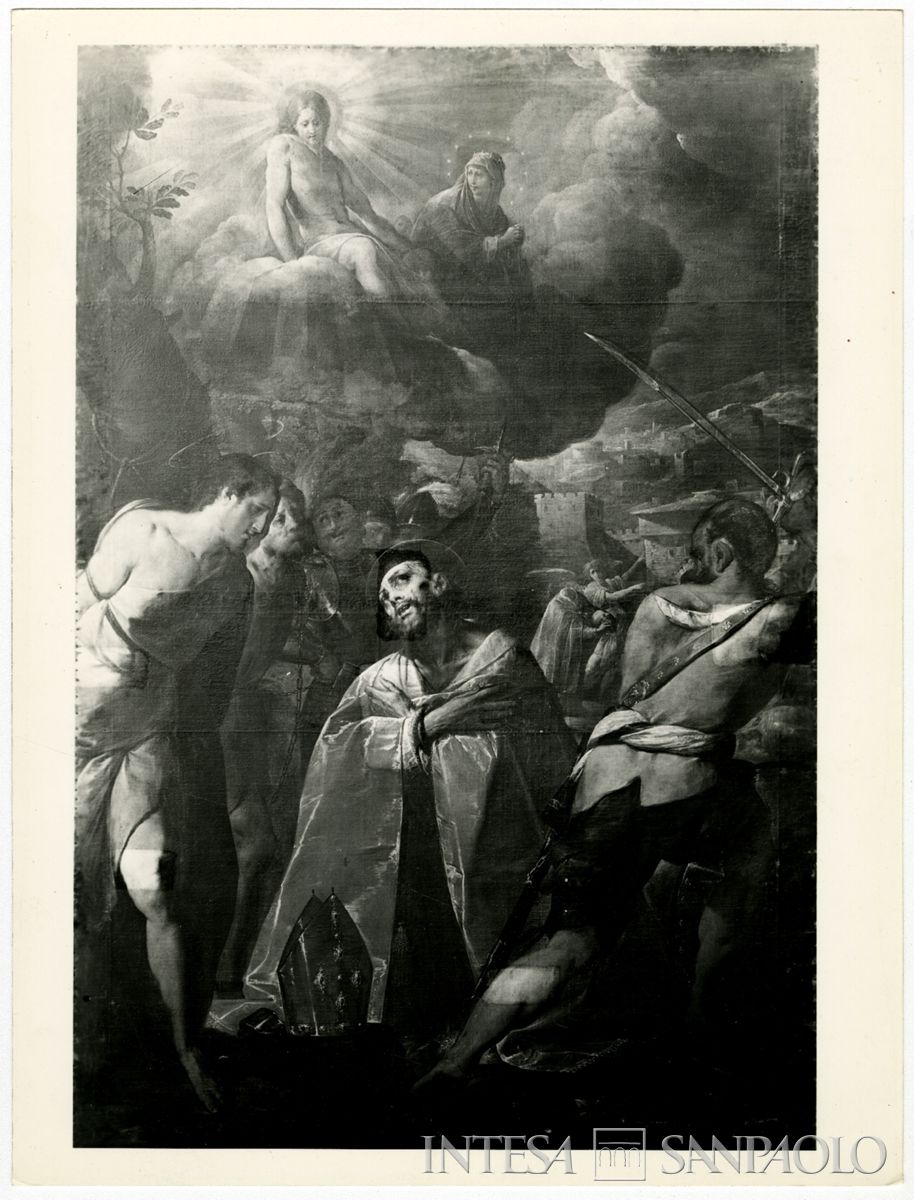 Vigevano, Chiesa di San Dionigi: dipinto Martirio di San Dionigi del Cerano prima del restauro, 1963-1964 (foto di Mario Perotti)