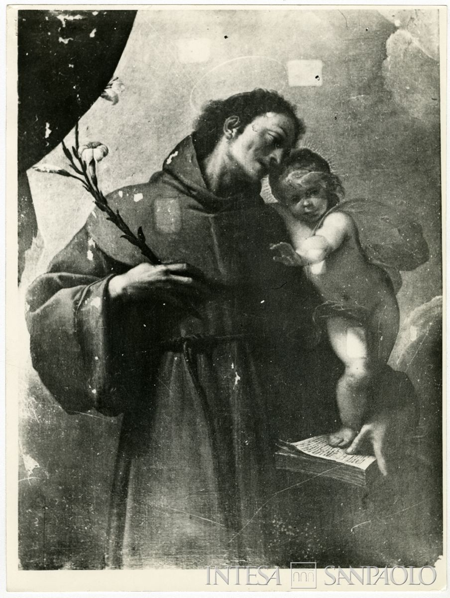 Visino, Chiesa di San Michele: dipinto raffigurante Sant'Antonio da Padova del Morazzone prima del restauro, 1963-1964