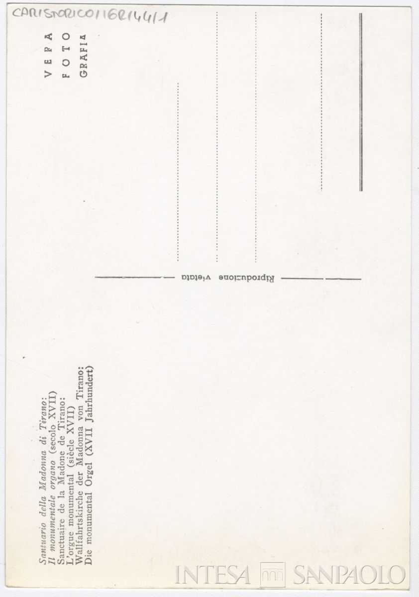 Tirano, Santuario della Madonna: verso della cartolina, 1960-1966