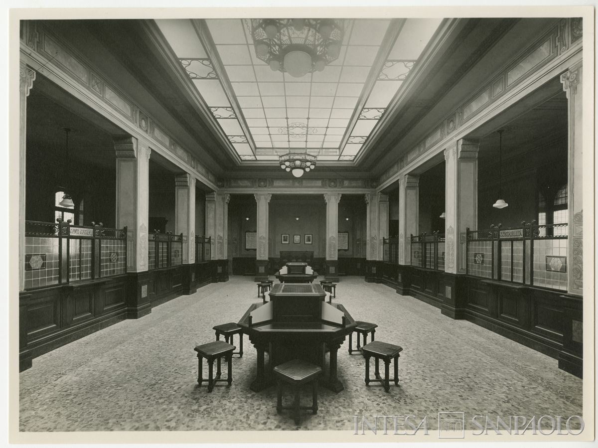 Cariplo, salone del pubblico della Sede di Pavia, 1931 (Bottega di fotografia Chiolini & Turconi)