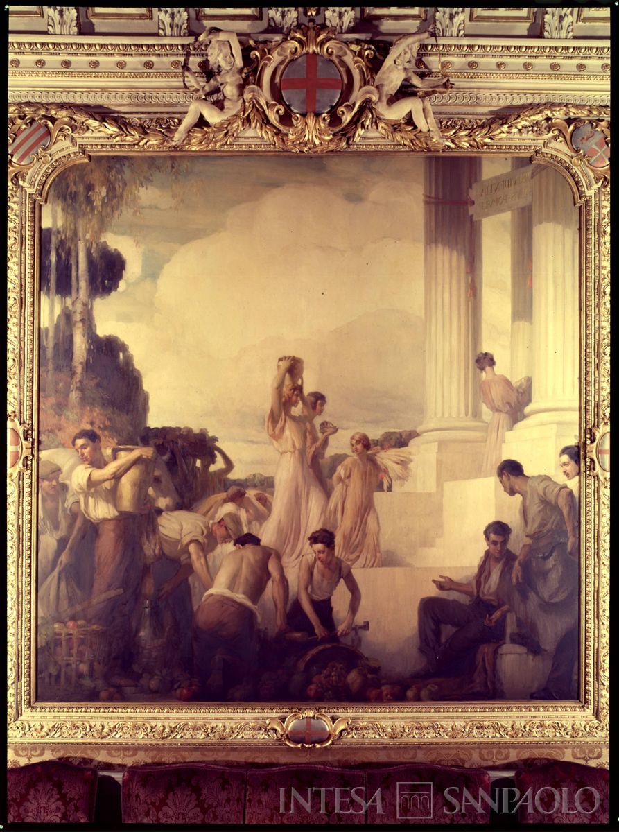 Cà de Sass, "Il Risparmio" di Ottavio Grolla, nel Salone della Commissione Centrale di Beneficenza, anni 1980 (fotografo sconosciuto)