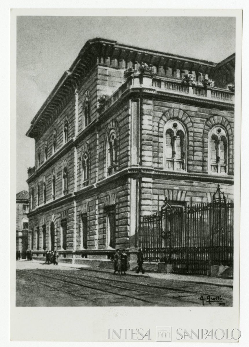 Cà de Sass, riproduzione di un disegno di G. Grossio, anni 1960-1990 (fotografo sconosciuto)