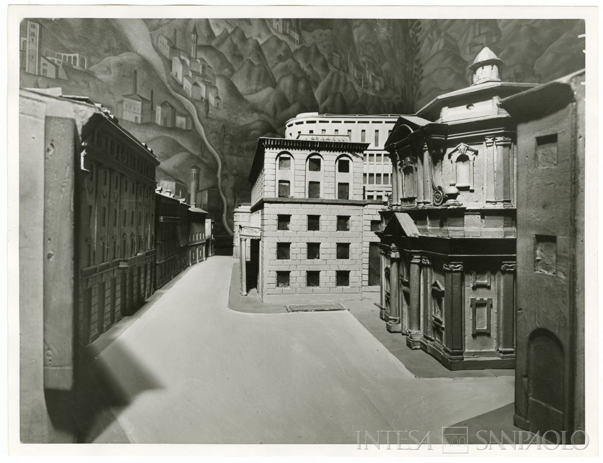 Palazzo delle Colonne, plastico, anni 1950 (Publifoto)