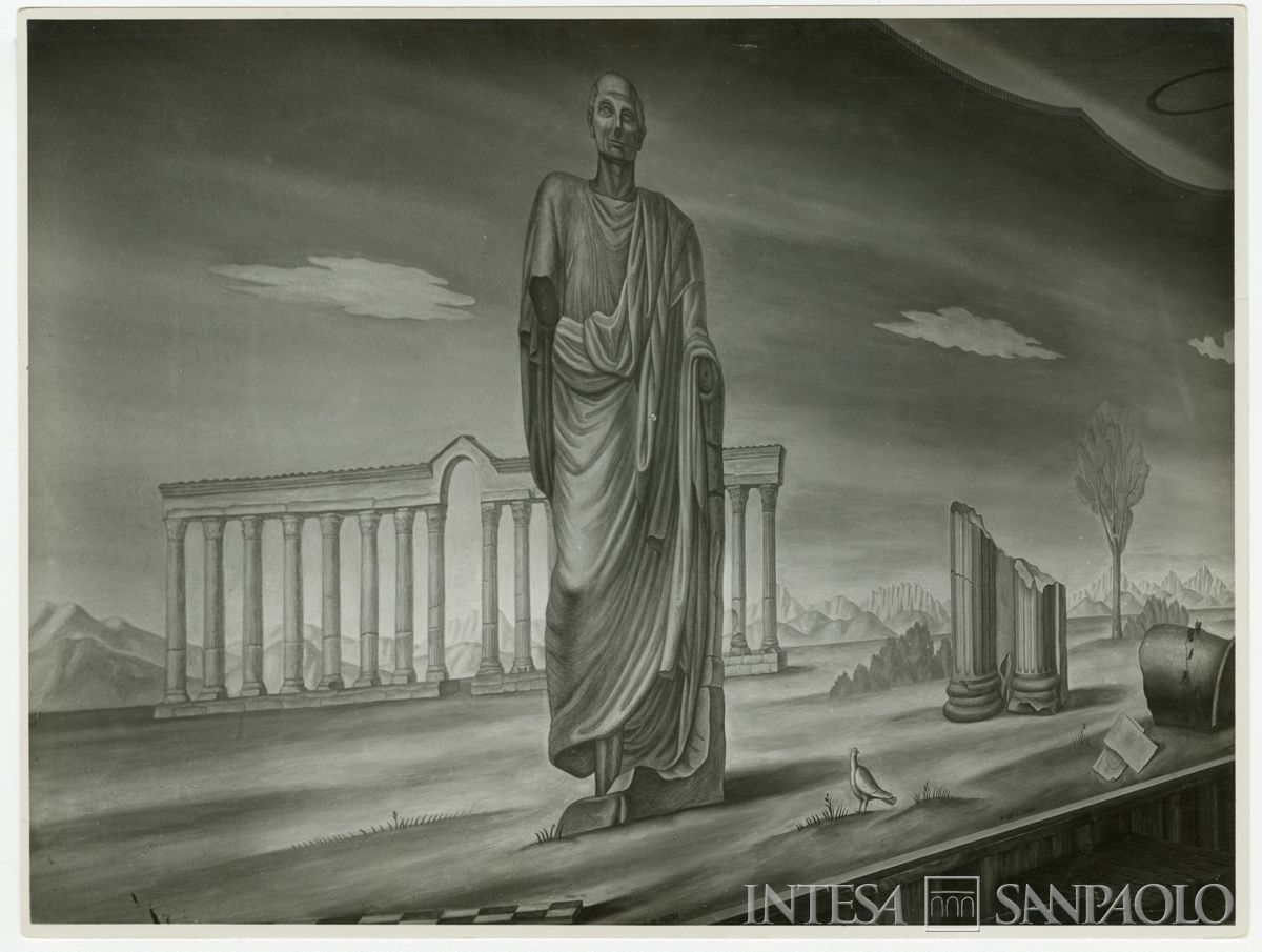 Palazzo delle Colonne, affresco al quarto piano, 1940-1950 (Vincenzo Aragozzini dello Stabilimento Fotografico Crimella)