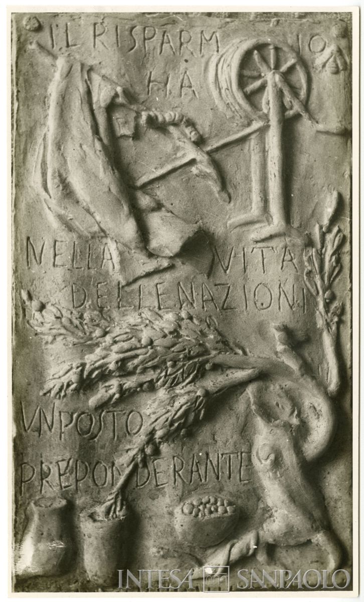 Palazzo delle Colonne, bozzetto dei bassorilievi del Manzù, 1939 (fotografo sconosciuto)