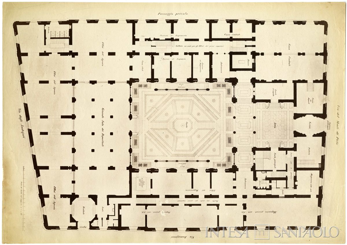 Cà de Sass, rproduzione della pianta terrena, 1872 (Foto Pompeo Pozzi)