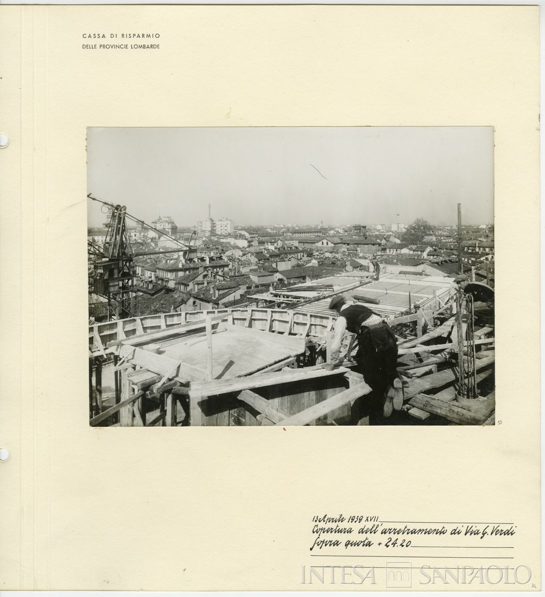 Palazzo della Colonne, copertura dell'arretramento, 1939 (Riccardo Paganini)