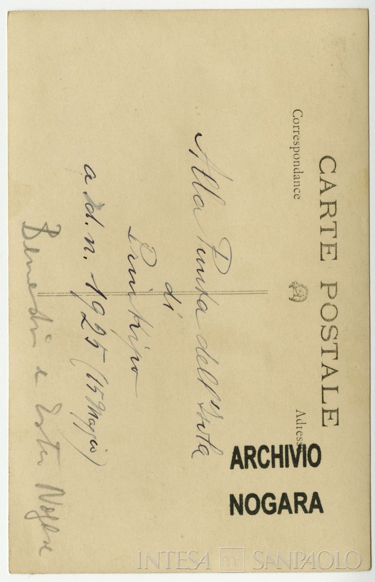 Bernardino e Ester Nogara ritratti all'isola di Prinkipo, 15 maggio 1925 (fotografo sconosciuto), verso