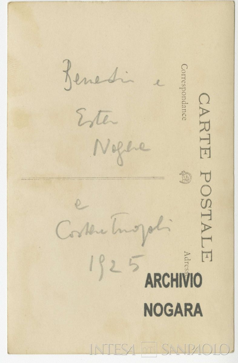 Bernardino e Ester Nogara ritratti all'isola di Prinkipo, 15 maggio 1925 (fotografo sconosciuto), verso