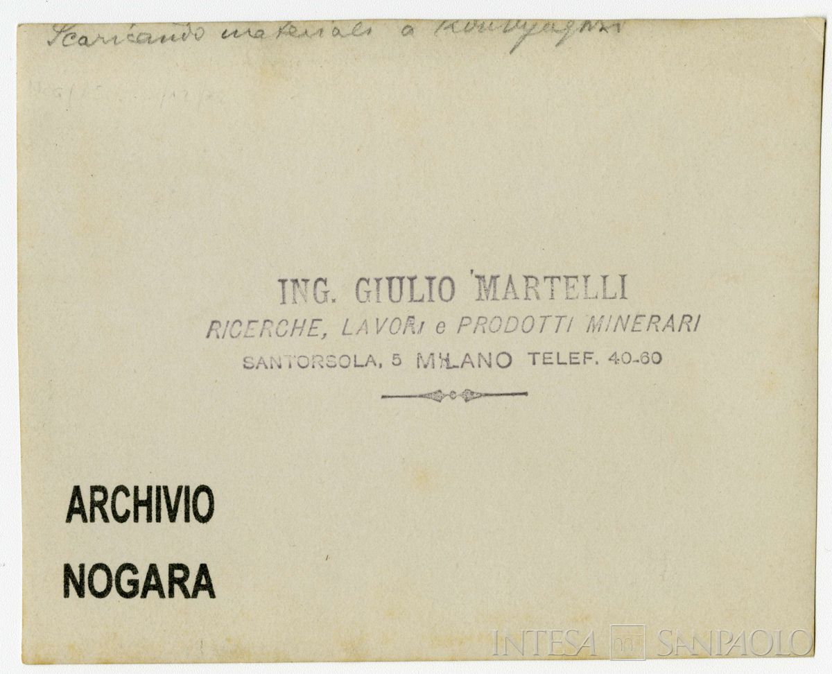 Molo di sbarco dei materiali a Kouby-Aghzi, deposito di Kouby, 1908 (Giulio Martelli), verso