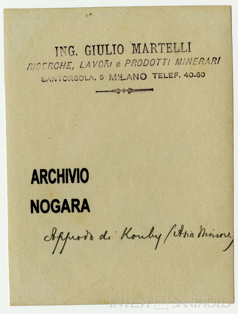 Molo di sbarco dei materiali a Kouby-Aghzi, deposito di Kouby, 1908 (Giulio Martelli), verso