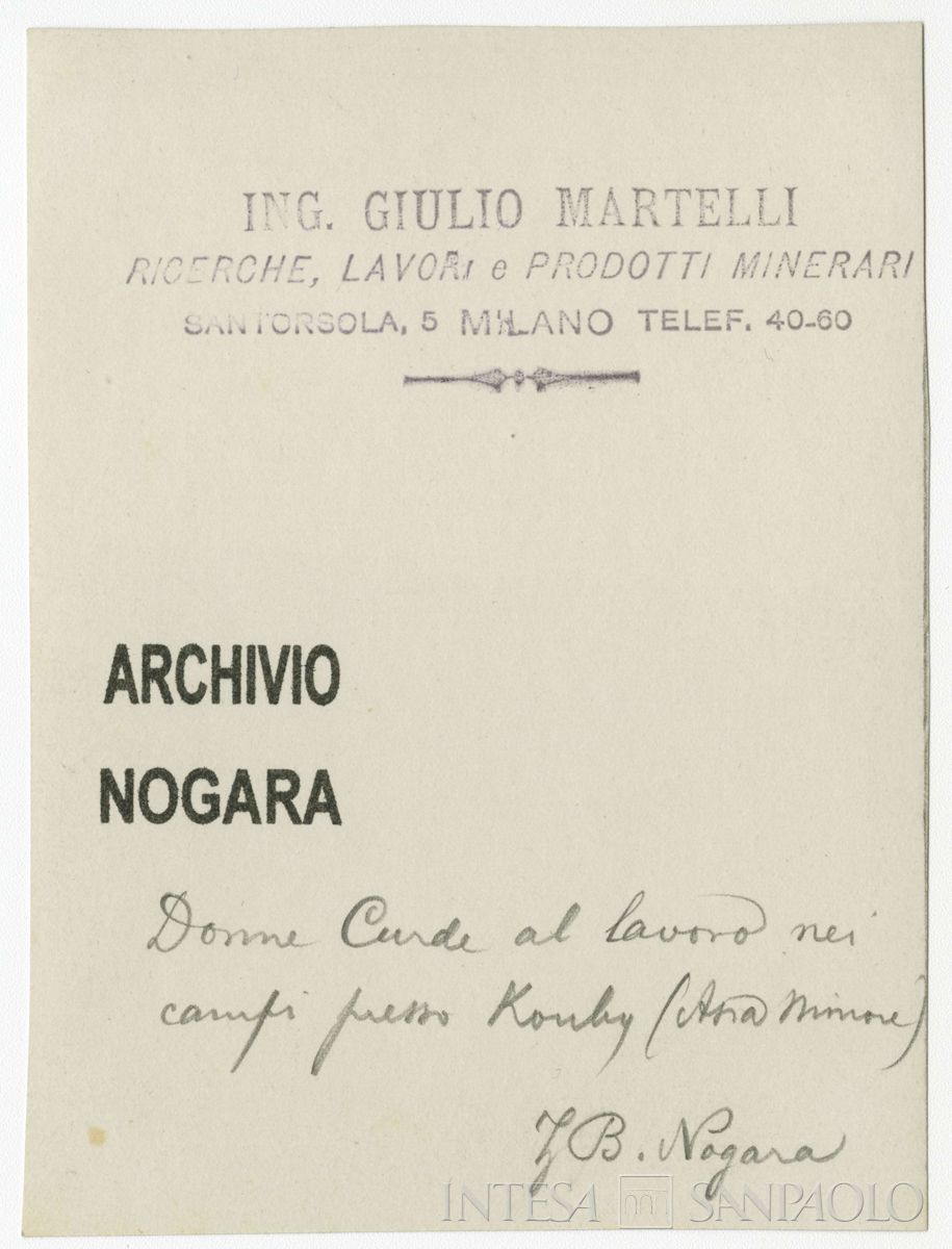 Donne curde al lavoro nei campi presso Kouby, 1908 (Giulio Martelli), verso