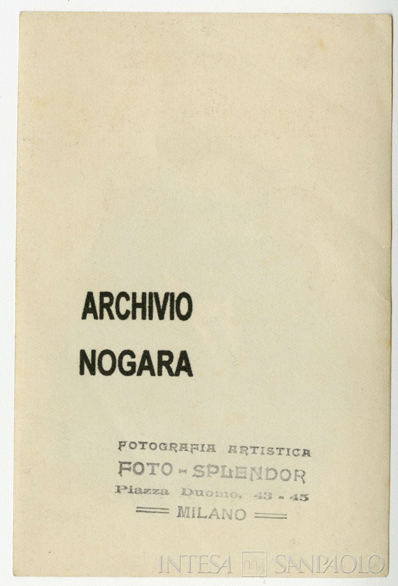 Bernardino Nogara ritratto in studio fotografico, anni 1910 (Foto Splendor), verso