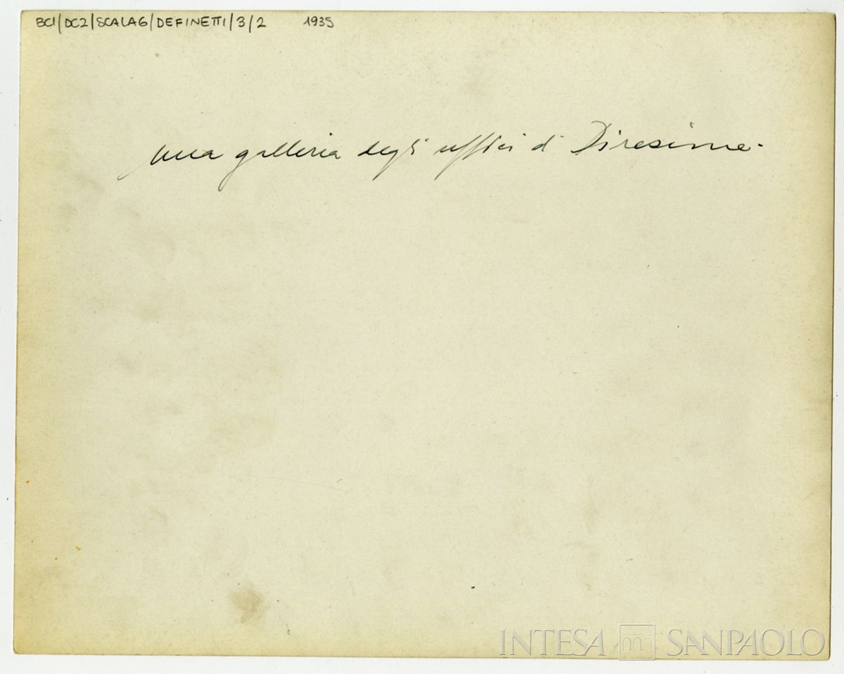 Gallerie interne (arch. Giuseppe de Finetti), 1935 (verso)