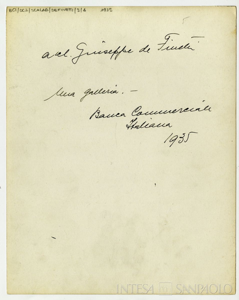 Piazza della Scala 6,Gallerie interne (arch. Giuseppe de Finetti), 1935 (verso)