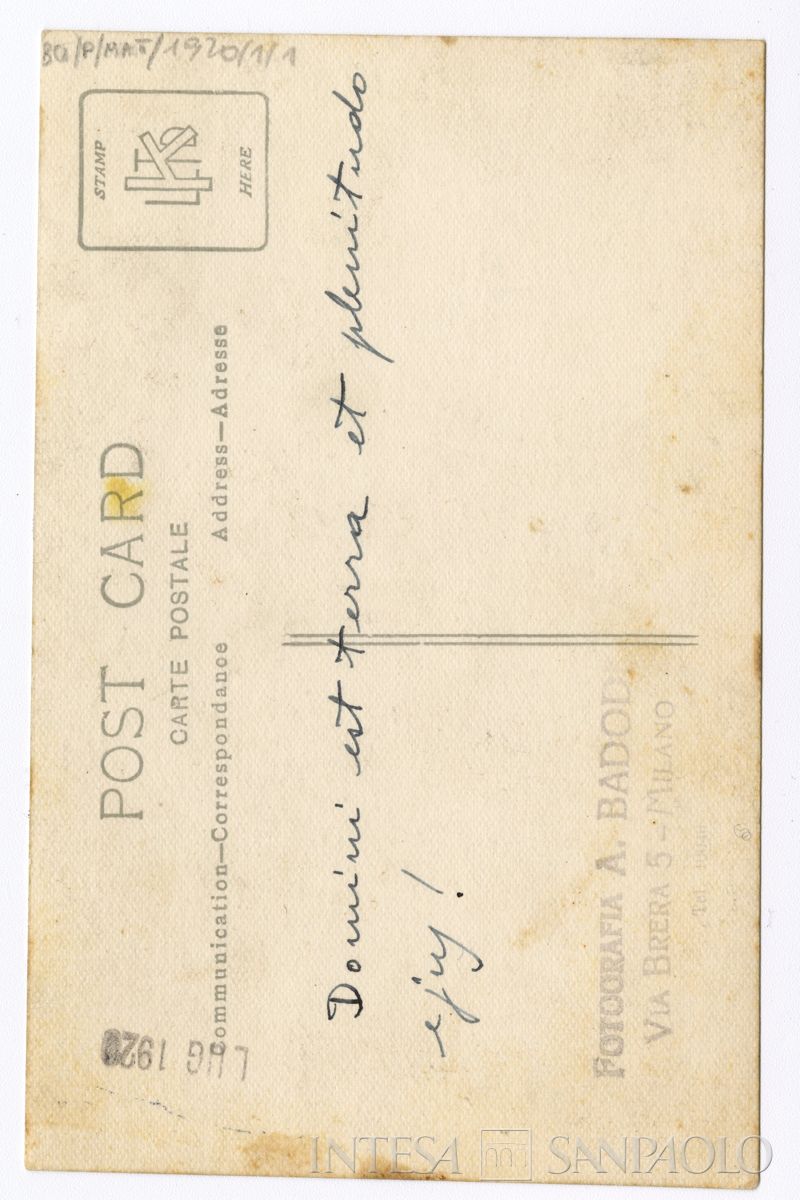 Mattioli a venticinque anni, Milano, luglio 1920 (fotografo Attilio Badodi) (verso)