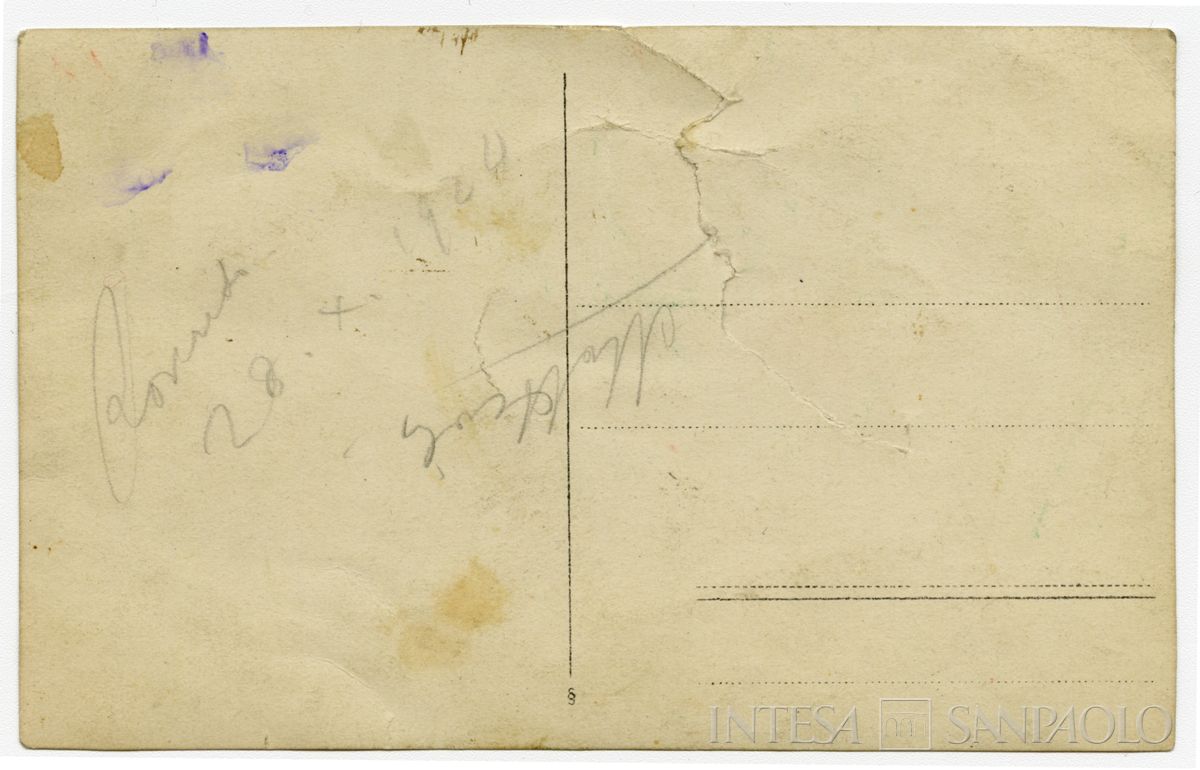 Fotografi di gruppo con Raffaele Mattioli, Rovereto, 28 ottobre 1924 (fotografo sconosciuto) (verso)