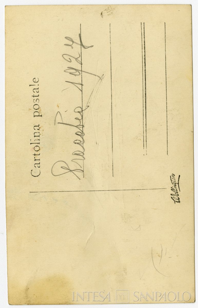 Mattioli con sigaretta in bocca, nei pressi di Pracchia, 1927 (fotografo sconosciuto) (verso)