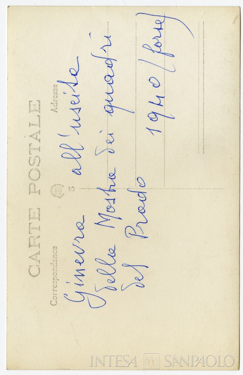 Raffaele Mattioli a Ginevra, all'uscita di una mostra con opere del Museo Prado, 1939 (fotografo sconosciuto) (verso)