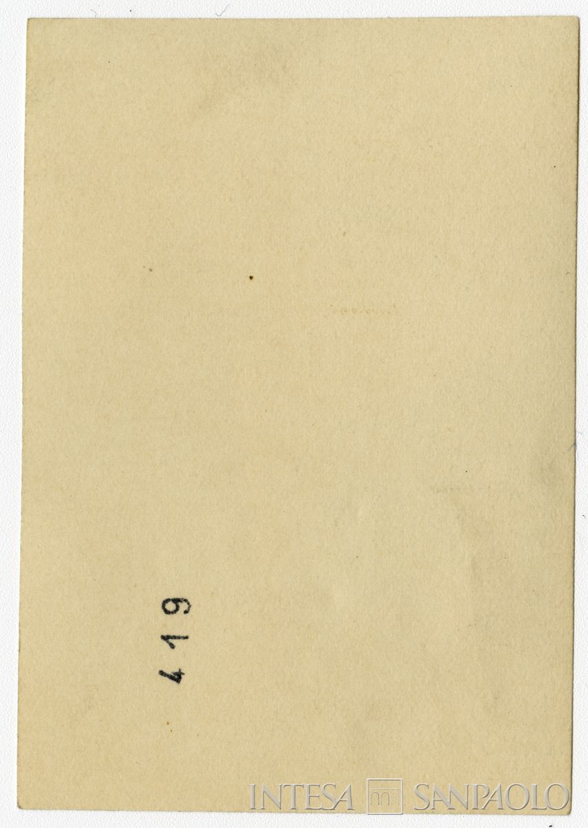 Mattioli con la seconda moglie Lucia Monti e Giuseppe Toeplitz in montagna con una guida, Colle del Teodulo, Valle d'Aosta, estate 1928 (fotografo sconosciuto) (verso)