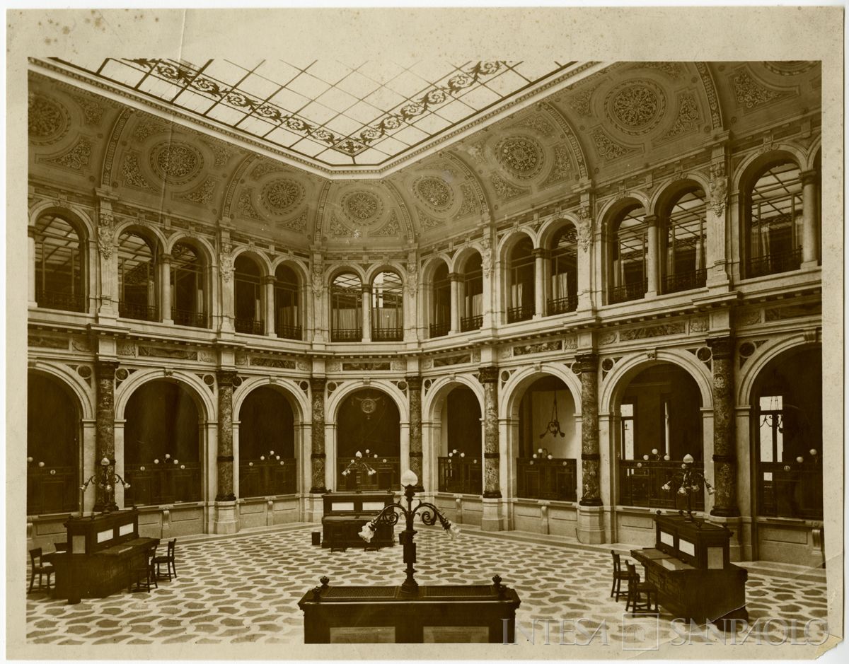 Palazzo di piazza della Scala 6, vista del salone A impostata sulla diagonale, 1911-1912 (Gigi Bassani)