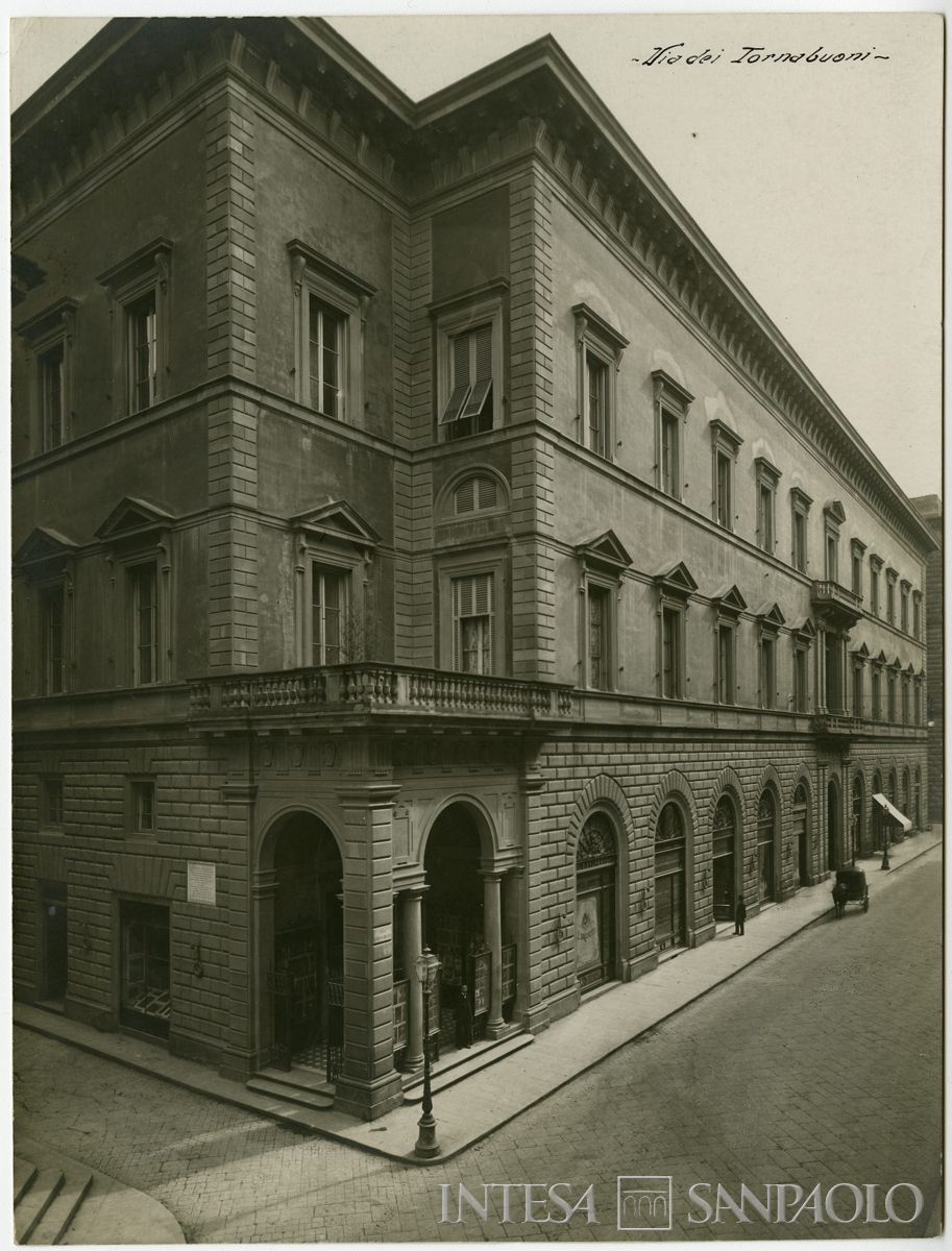 BCI, Firenze: sede di Palazzo Tornabuoni Corsi, Via Strozzi 4, 1890 (foto Fratelli Alinari)