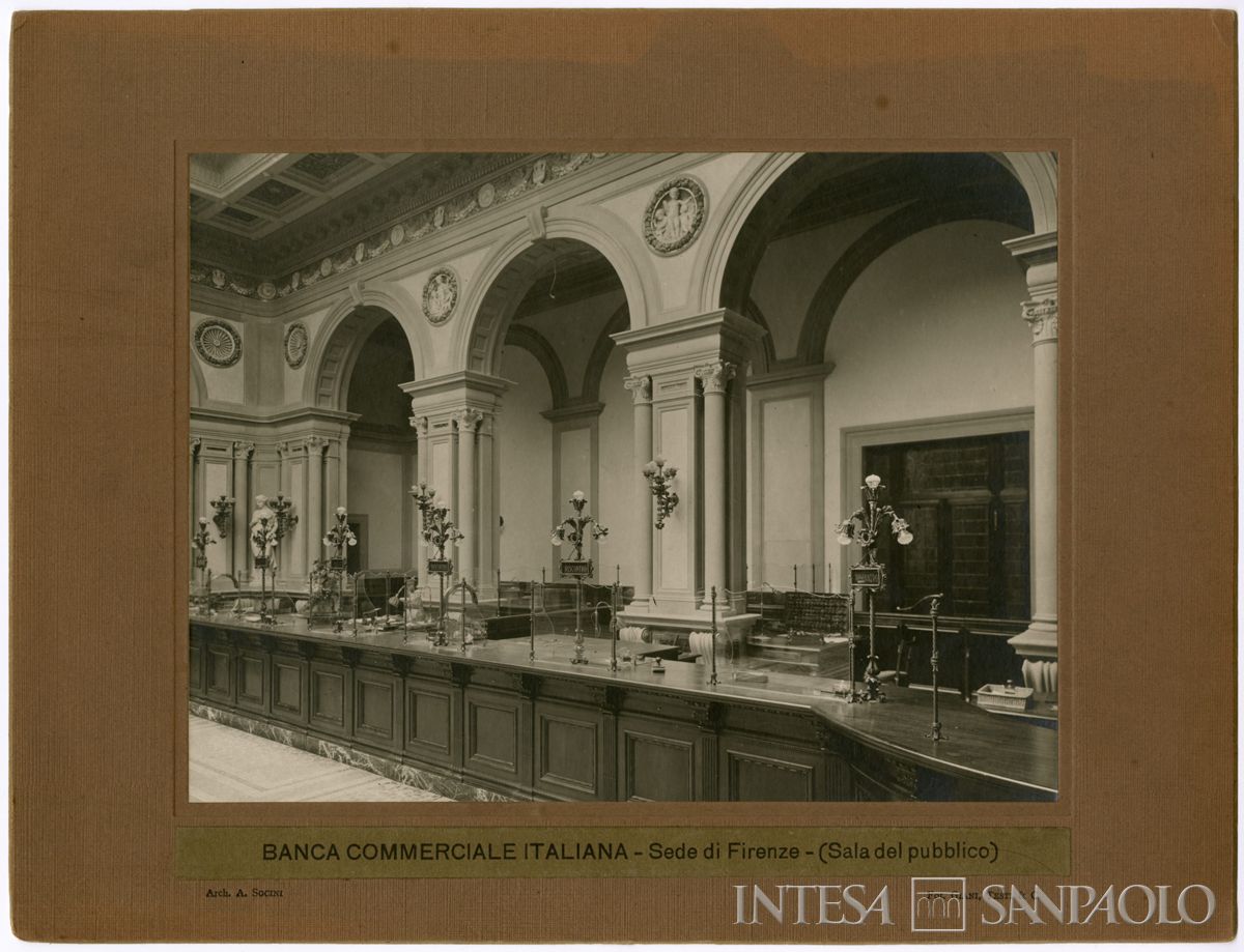 BCI, Firenze: sede di Palazzo Tornabuoni Corsi, Via Strozzi 4, 1924 circa (foto Gianni Testi & Co.)