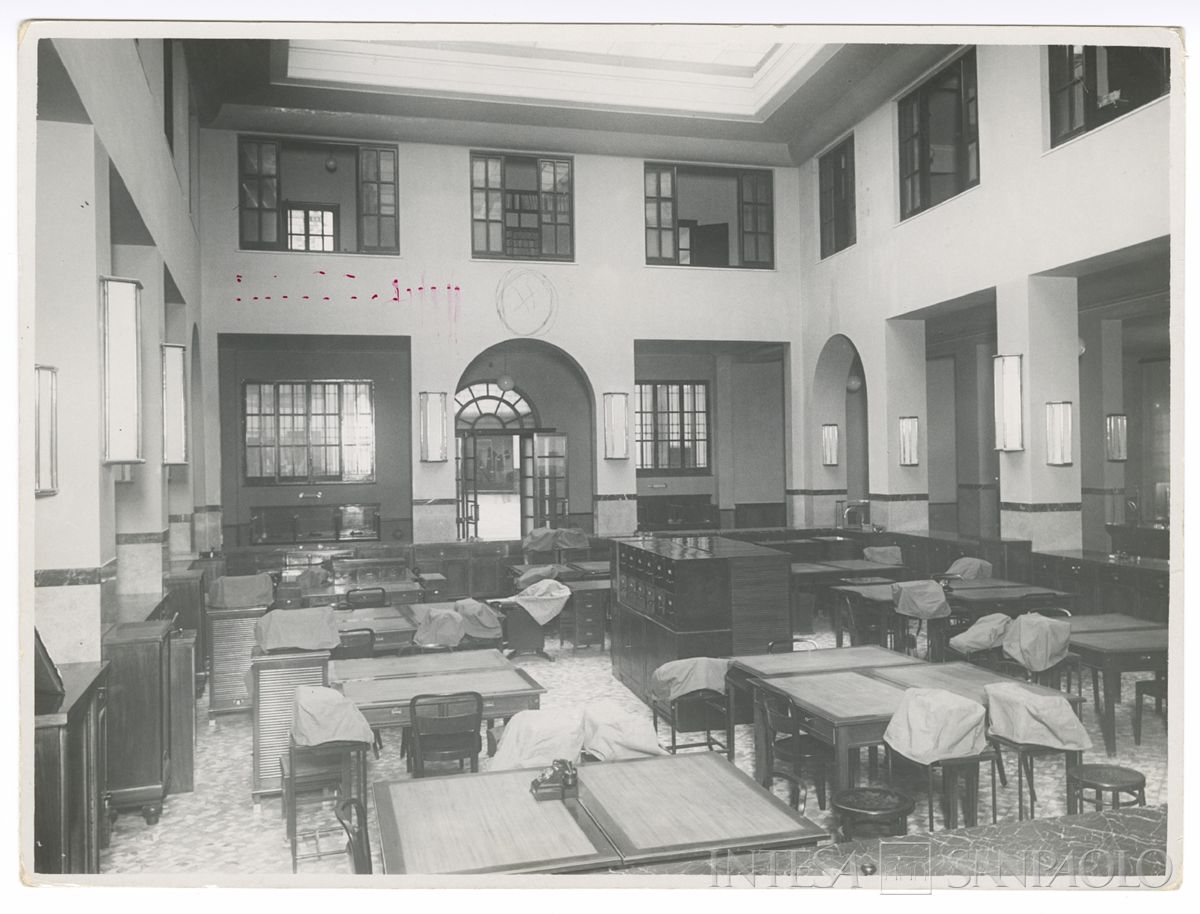 BCI, Palermo: sede di via Napoli 41, salone per il pubblico, post 1936 (Fotografia Pasinati)