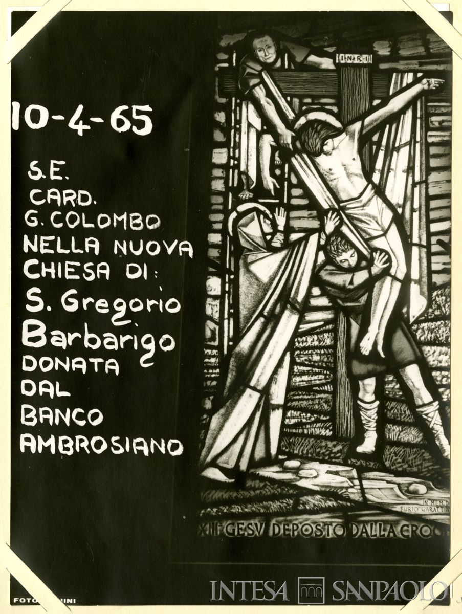 Vetrata della chiesa di San Gregorio Barbarigo a Milano, 10 aprile 1965 (Vianini)