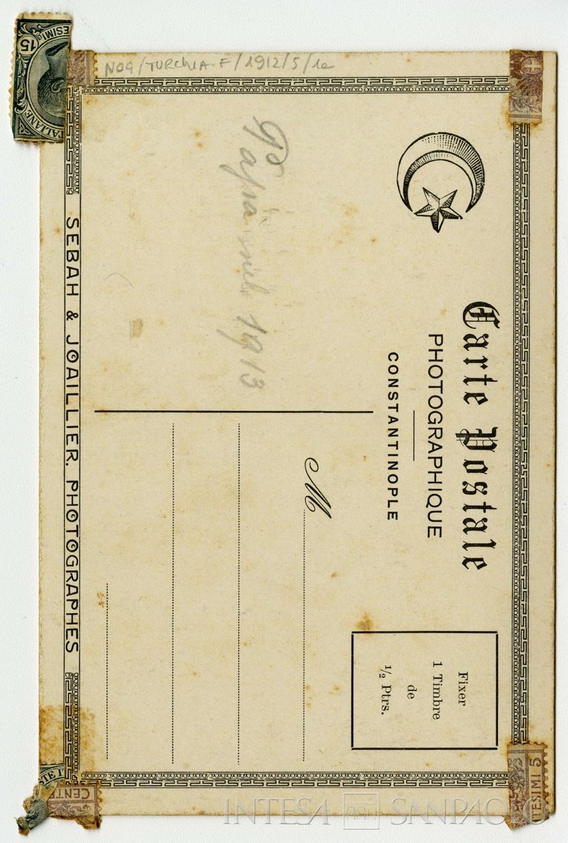 Nogara Bernardino ritratto in studio fotografico, 1912 (Sébah & Joaillier successori), verso